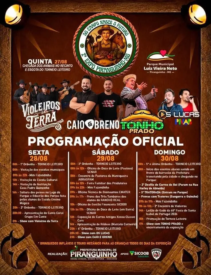 Do Campo Nasce o Futuro: 2ª Expo Piranguinho Celebra Inovações Agrícolas e Cultura Local com Shows e Torneio Leiteiro